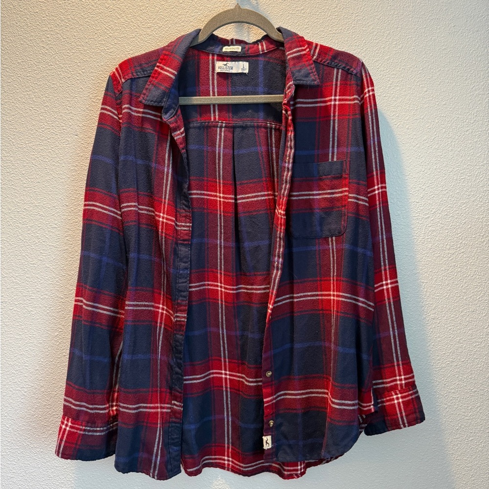 Hollister Red and Blue Plaid Shirt